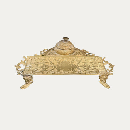 Antique French Art Nouveau Brass Inkwell