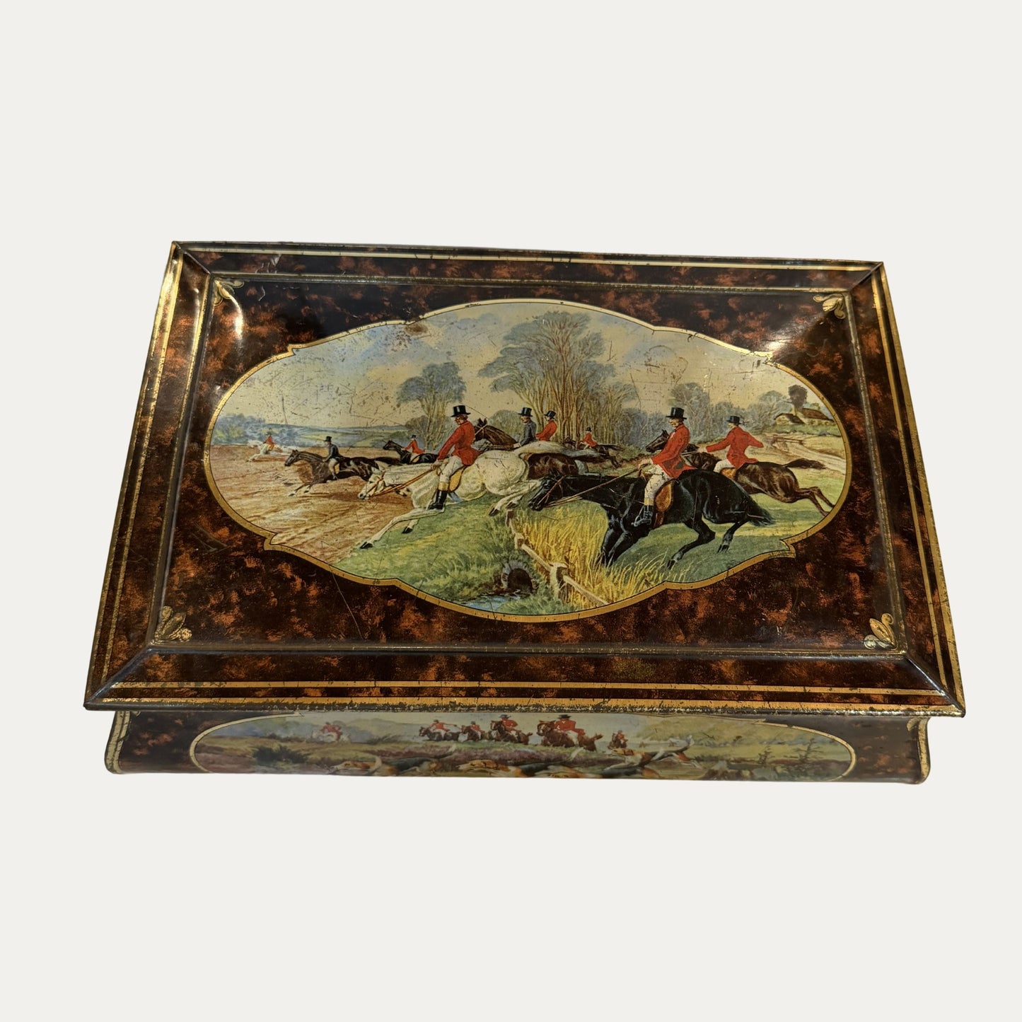Antique Hunt Scene Biscuit/Cookie Tin