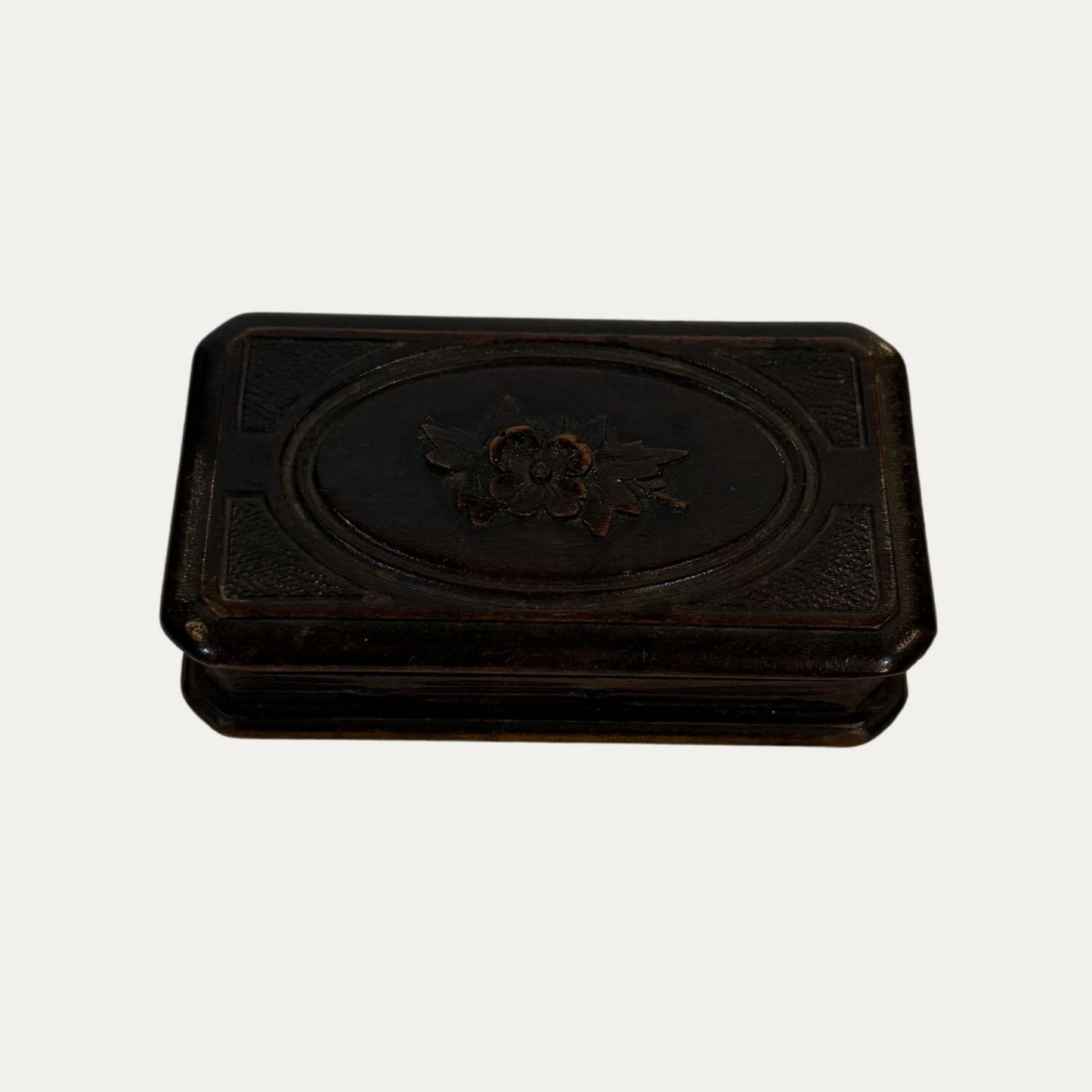 Antique Carved Flower Snuff Box