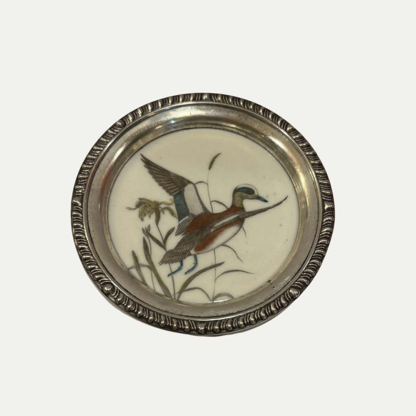 Antique Sterling Silver Frank M Whiting Wild Bird Coaster