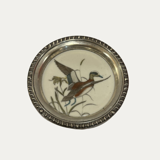Antique Sterling Silver Frank M Whiting Wild Bird Coaster