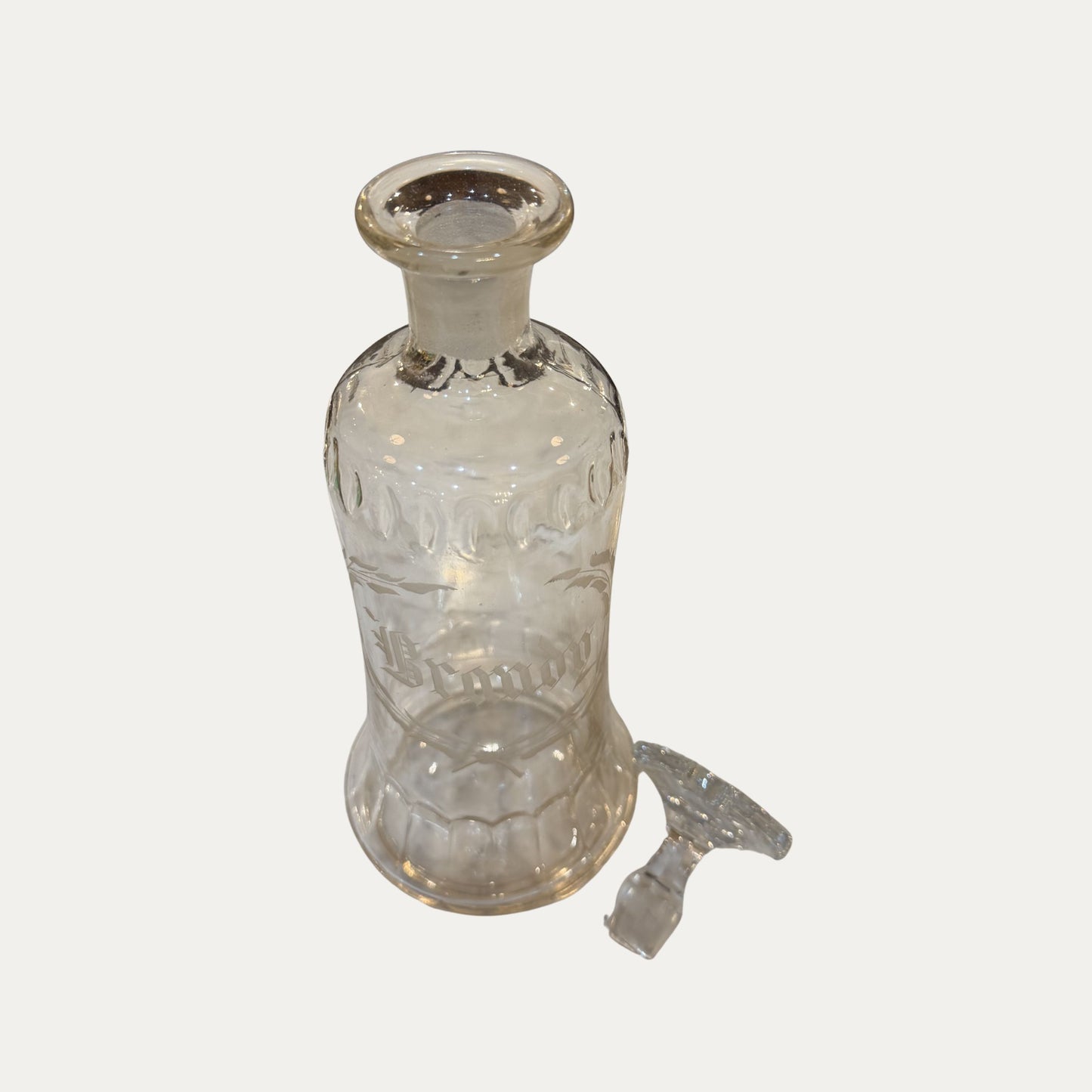 Antique 19th Century Etched Brandy Liquor Bottle