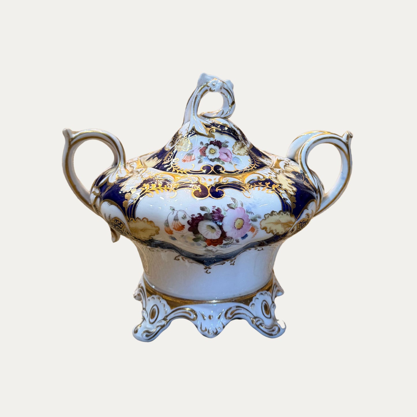 Antique 1840's Partial Tea Service Entirely Decorated with Hand Painted Enamels and Gilding