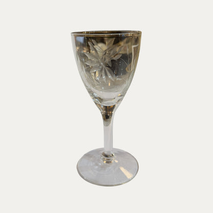 Antique Etched Port/Sherry Glass