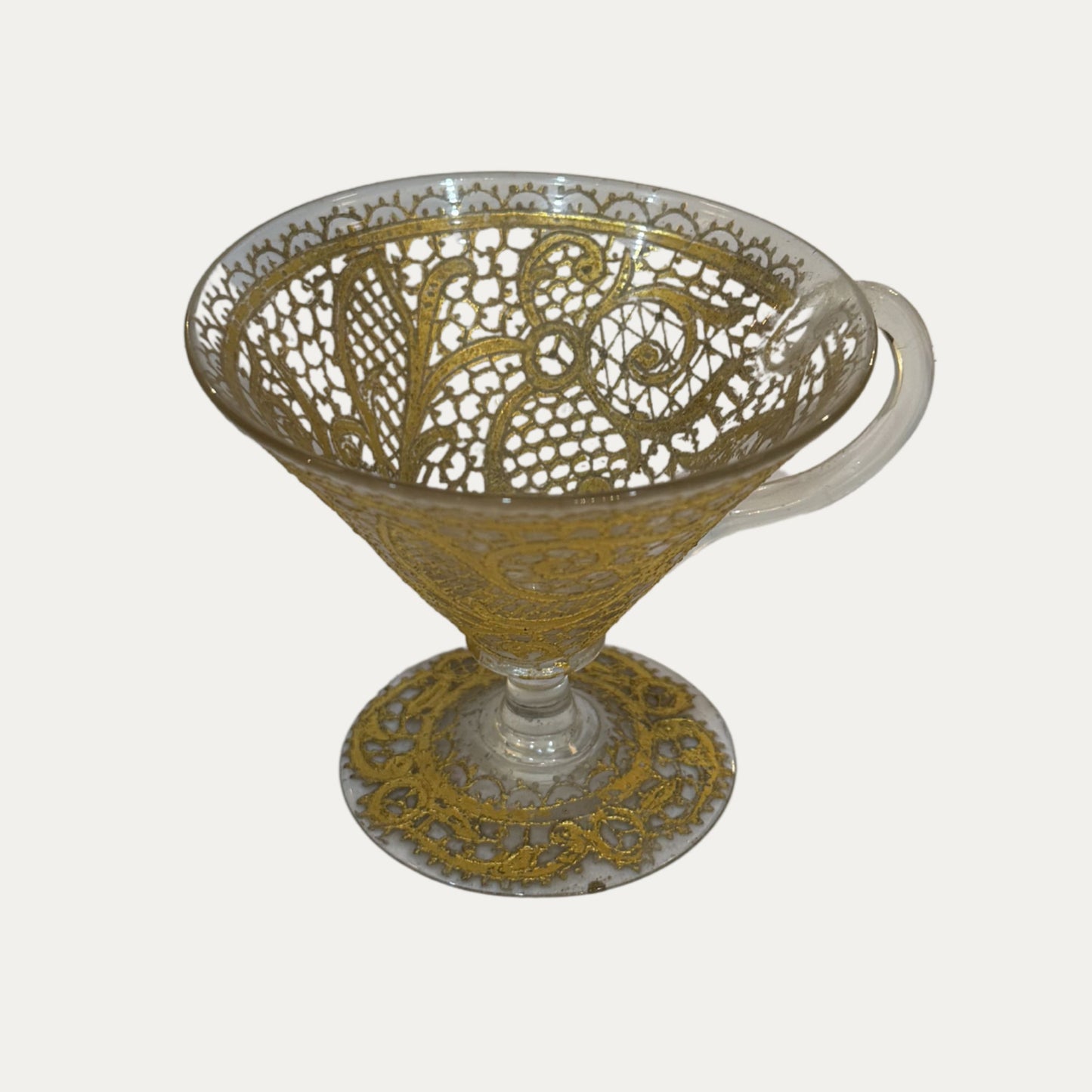 19th Century Hand Blown Glasses with Gold Decoration