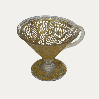 19th Century Hand Blown Glasses with Gold Decoration
