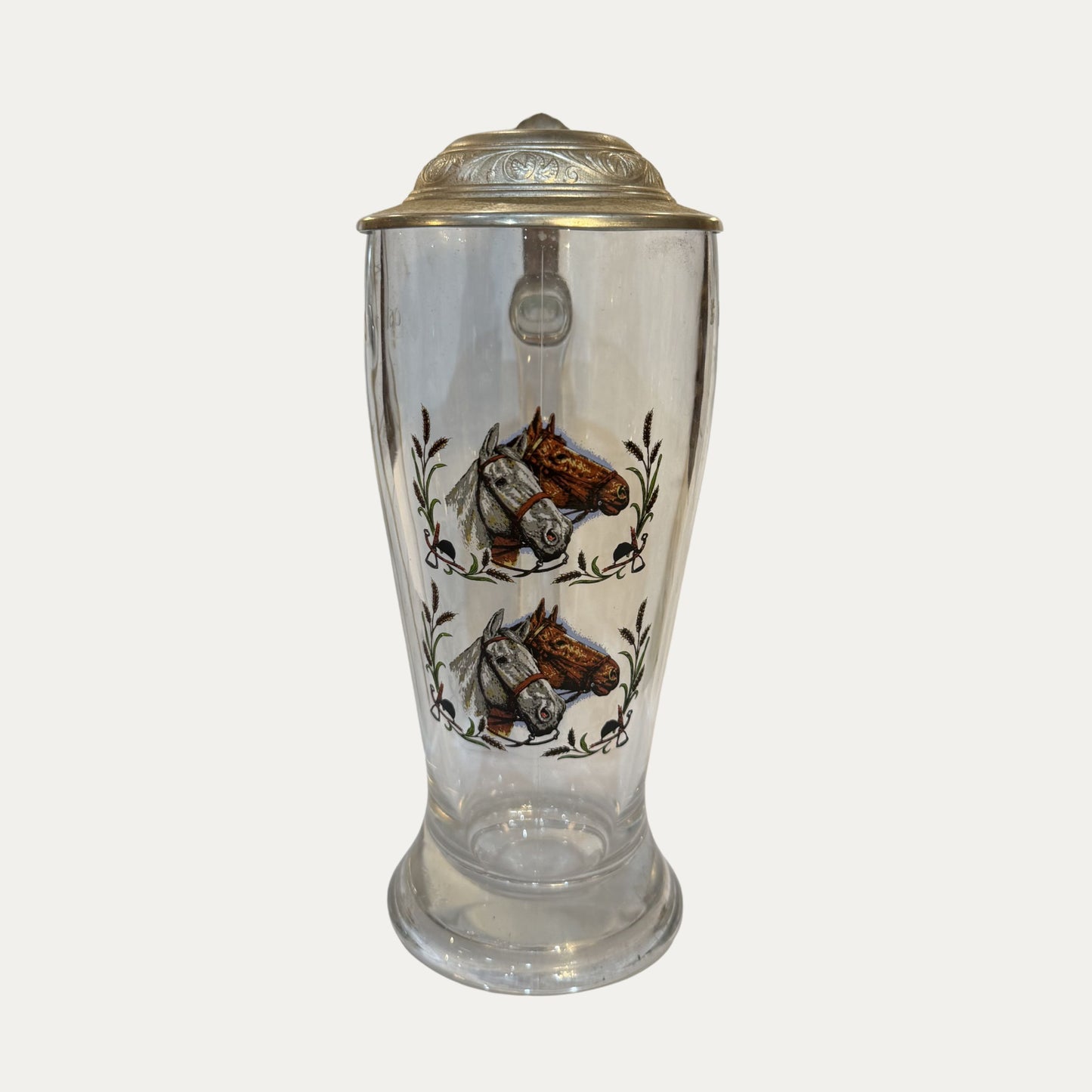 Vintage Glass Horse Beer Stein