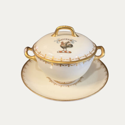 Antique Haviland Limoge "Avoir" Lidded Bouillon Cups