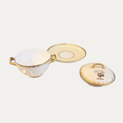 Antique Haviland Limoge "Avoir" Lidded Bouillon Cups