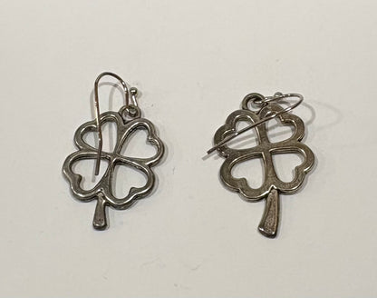 Vintage Sterling Silver Four Leaf Clover Earrings
