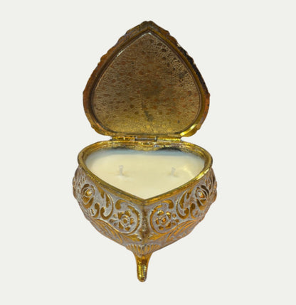 Grandeur X KADE Refillable Peony & Jasmine Scented Candle In Vintage Gilt Vessel