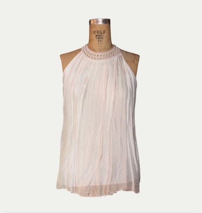 White Greek Style High Neck Blouse (Size S)