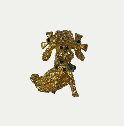 Vintage Brass Poodle Brooch