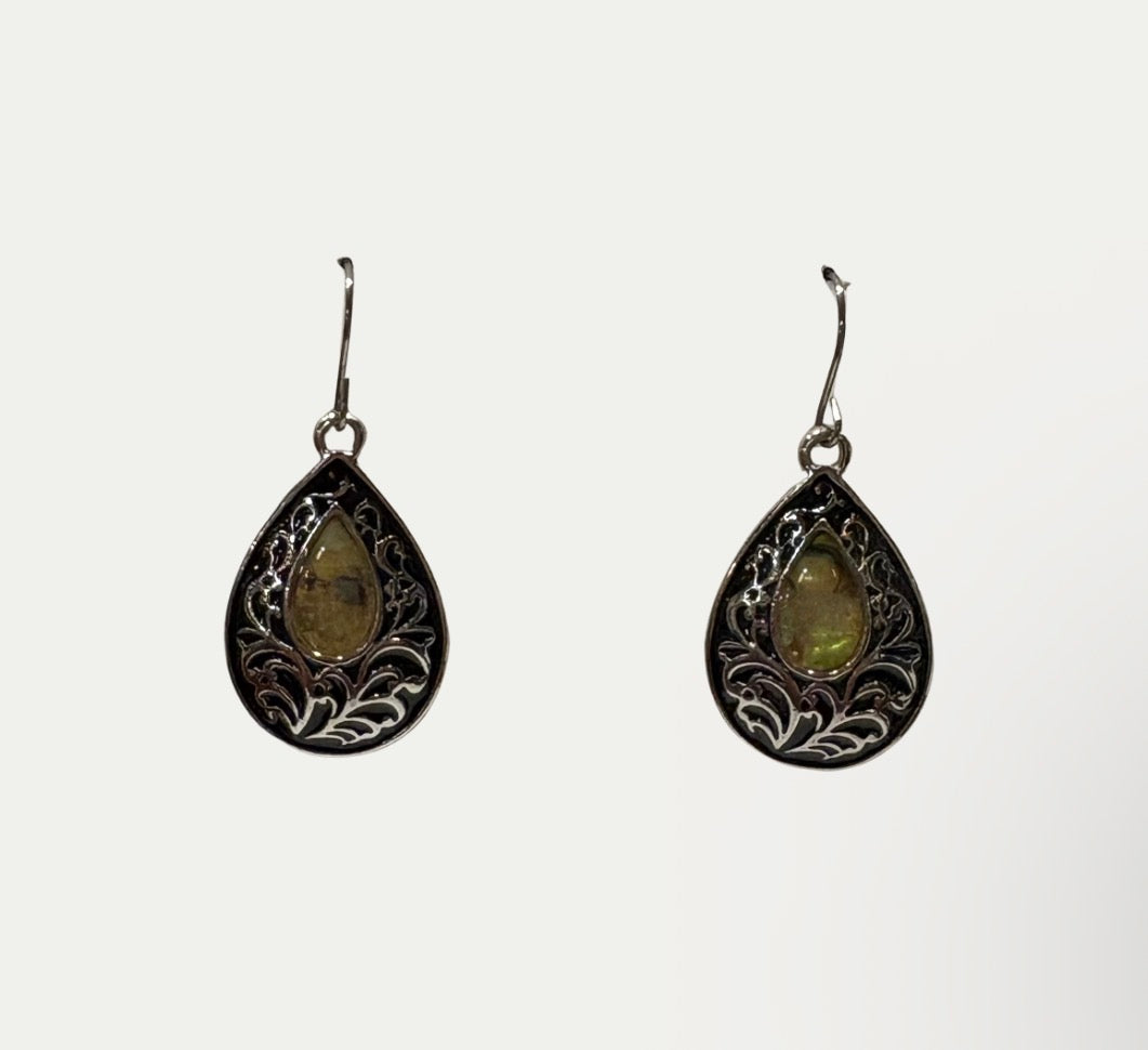 Vintage Silver Mother Of Pearl Earrings