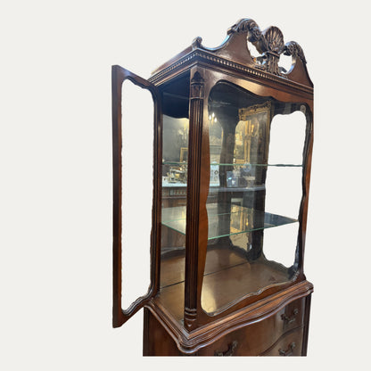 Antique French Provincial Carved Fruitwood Curio Cabinet