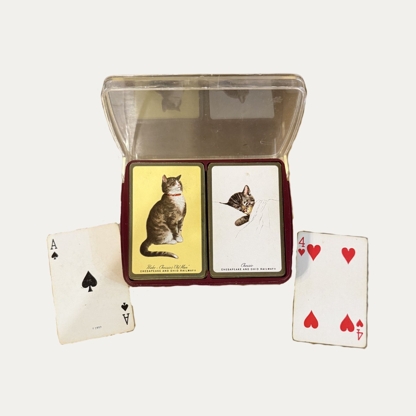 Vintage 1950's Chesapeake and Ohio Railway Playing Cards Chessie the Cat and her mate Peache