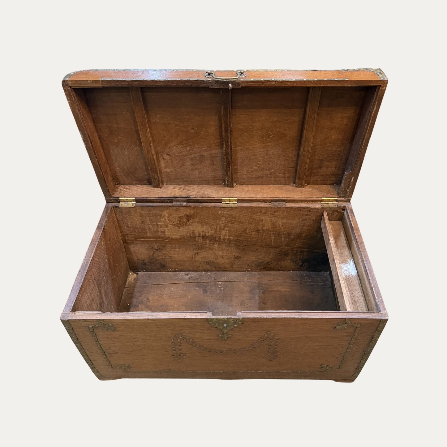 18th Century Hand Hammered Brass and Teakwood Chest