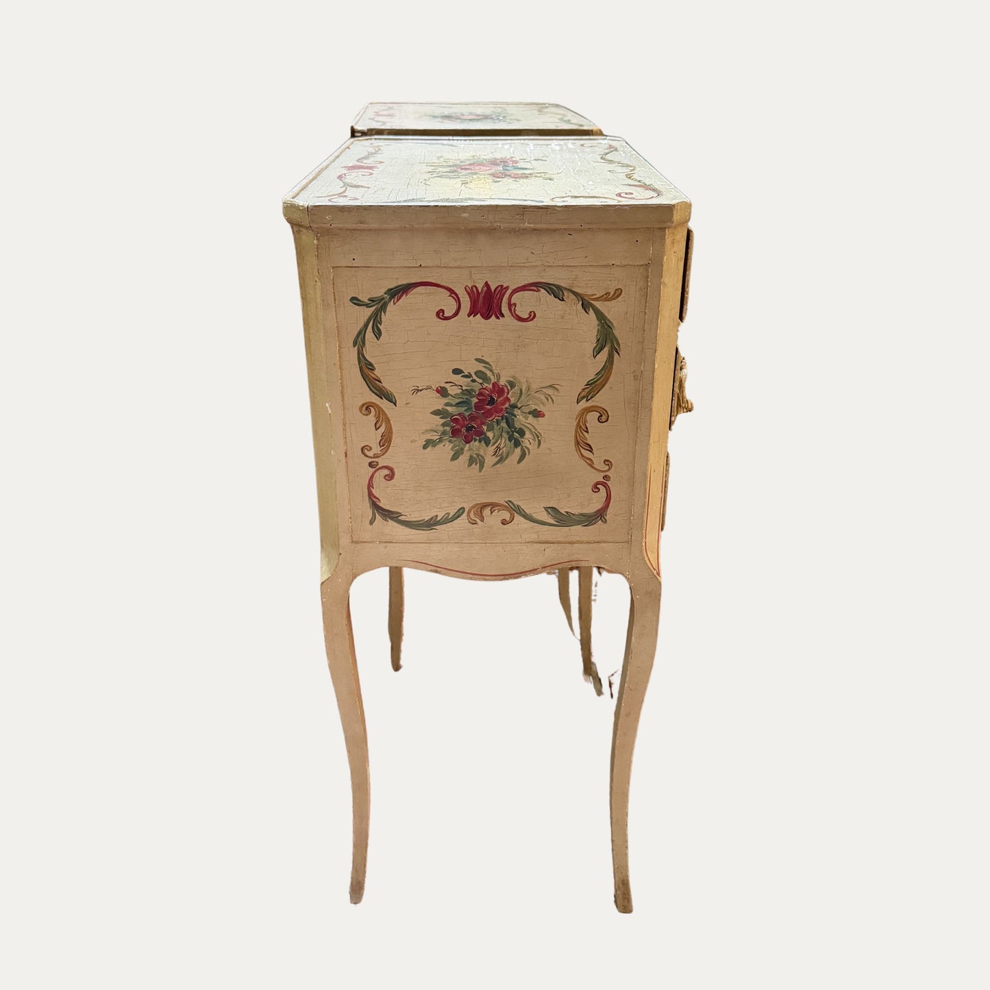 Antique French Pair (2) Floral Side Tables