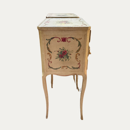 Antique French Pair (2) Floral Side Tables