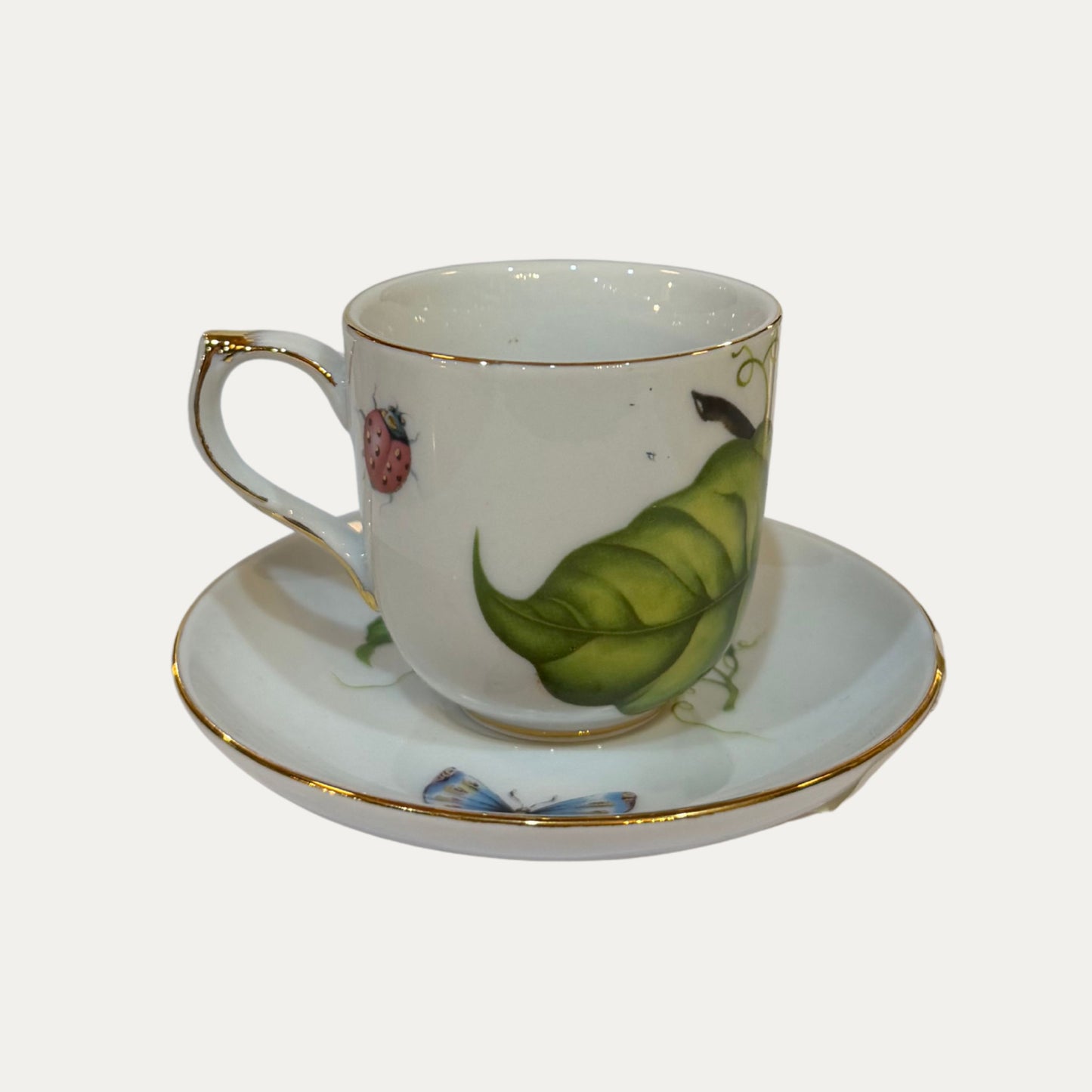 GODINGER Porcelain "Jardin Pattern" Set of Four (4) Demitasse/Espresso