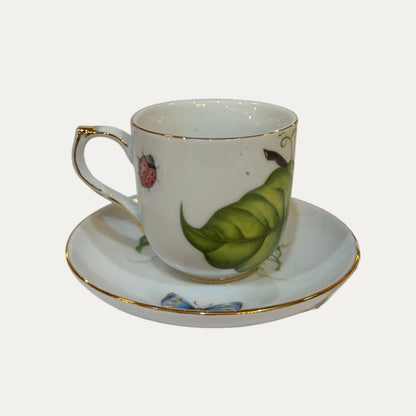 GODINGER Porcelain "Jardin Pattern" Set of Four (4) Demitasse/Espresso