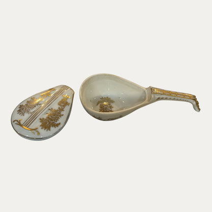 Vintage Limoges France Porcelain Mandolin Shaped Trinket Box