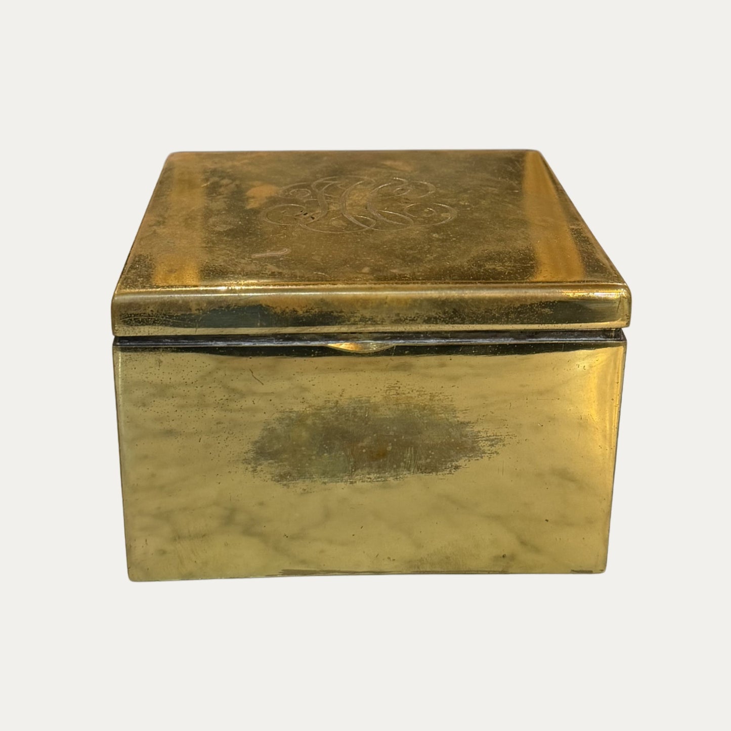 Antique Brass Wood Lined Box