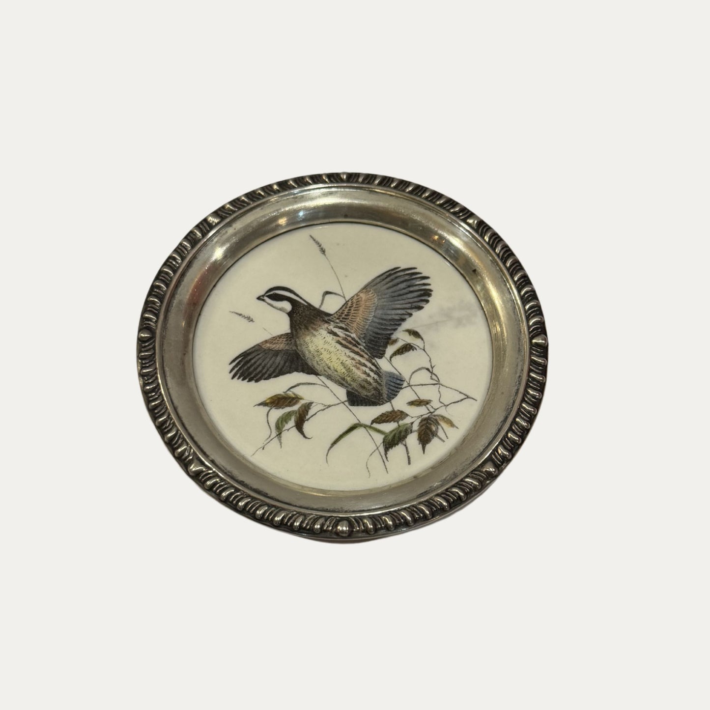 Antique Sterling Silver Frank M Whiting Wild Bird Coaster
