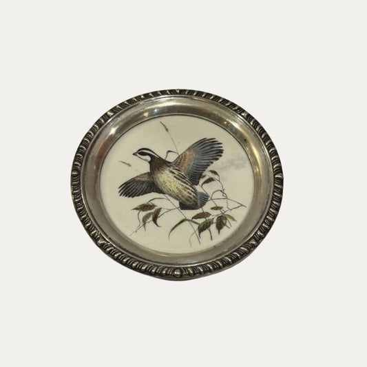Antique Sterling Silver Frank M Whiting Wild Bird Coaster