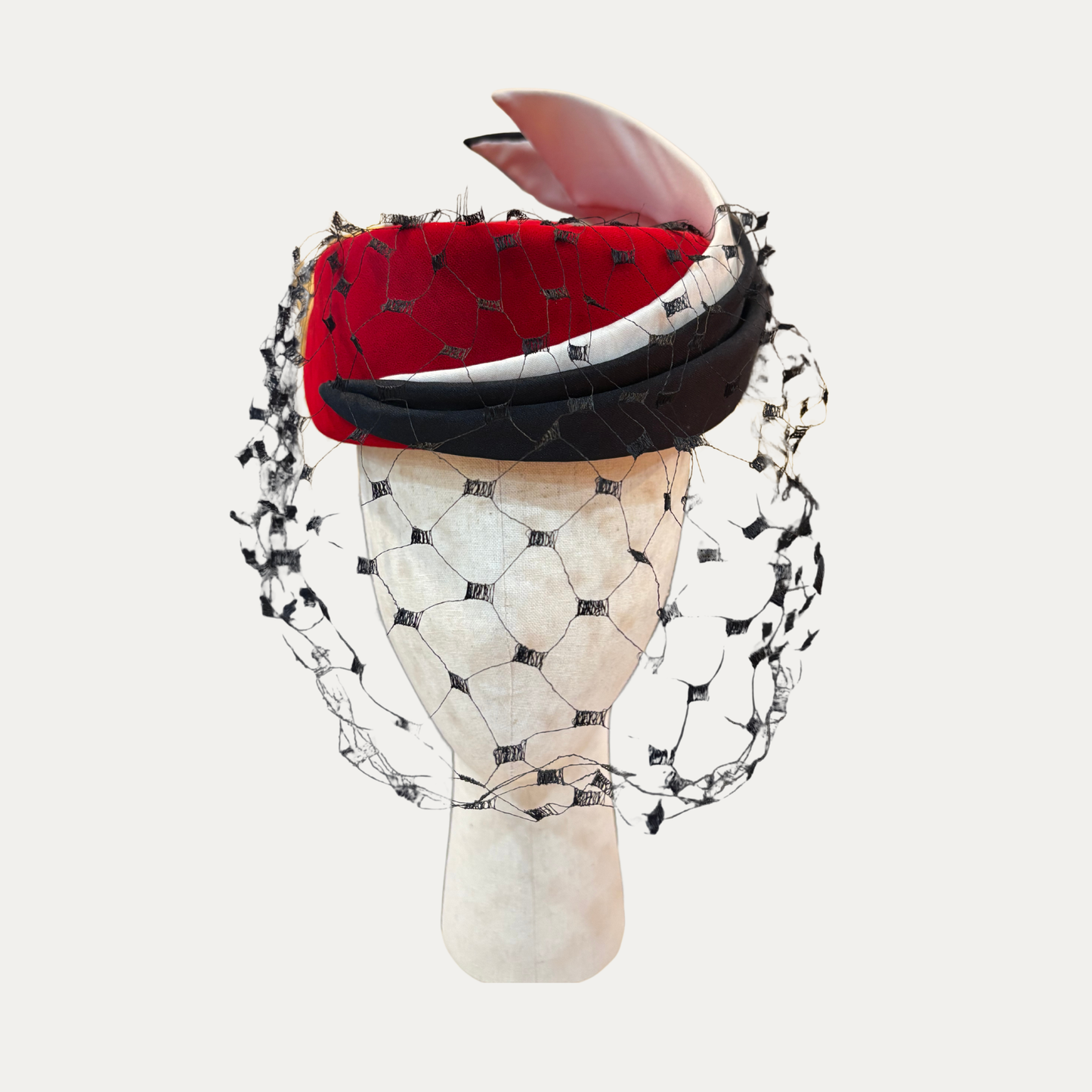 Vintage Fredrick Fox Red Pillbox Hat With Veil