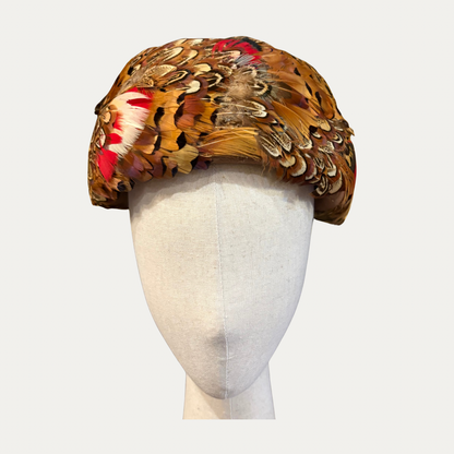 Vintage Pheasant Feather Pillbox Hat