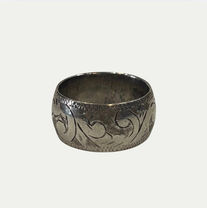 Vintage Etched Sterling Silver Ring