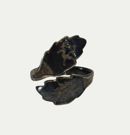 Vintage Etched Sterling Silver Wrap Ring