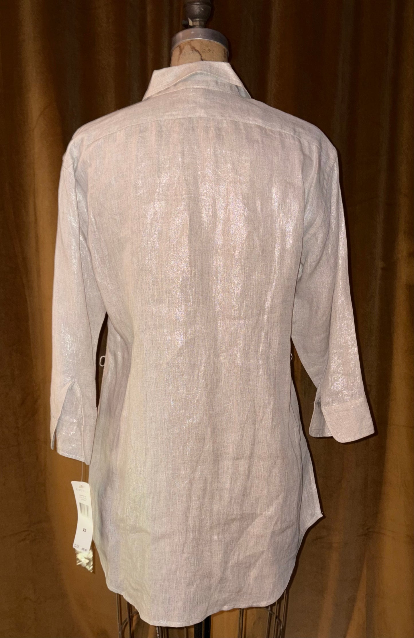 Ralph Lauren Metallic Linen Blouse (Size XS)