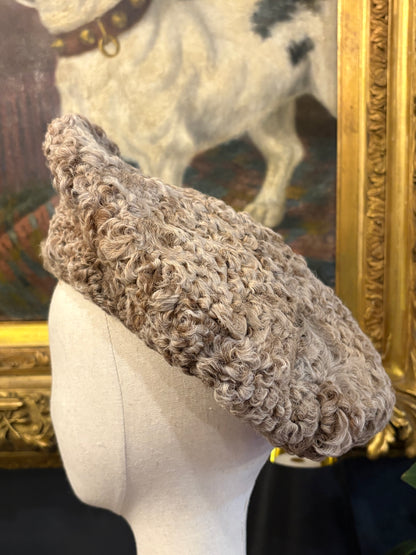 Vintage Fredrick Fox Curly Lamb Hat With Brass Detail
