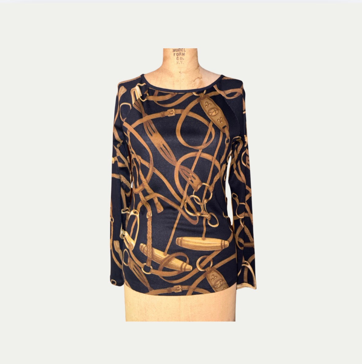 Ralph Lauren Bridle Print Long Sleeve Top (Size M)