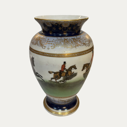 Vintage 20th Century Porcelain Limoges Hunt Scene Vase