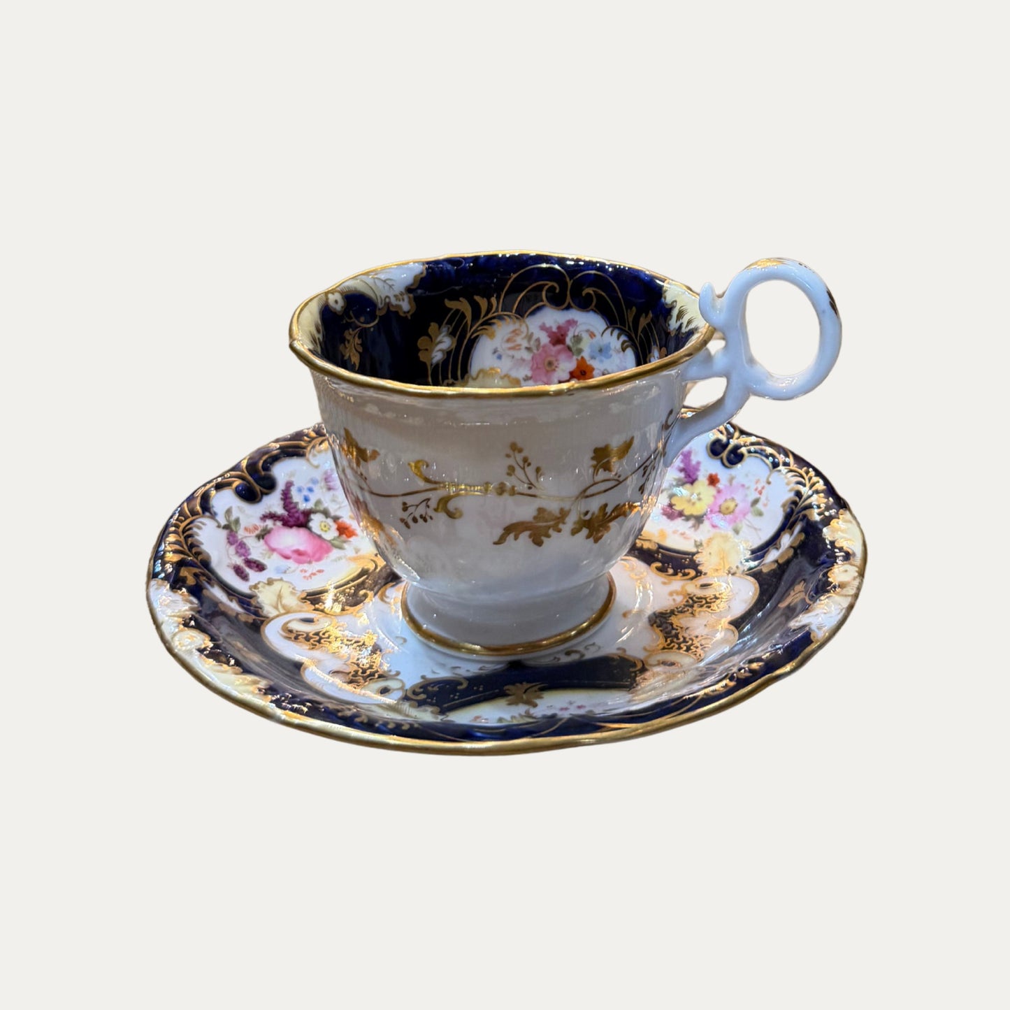 Antique 1840's Partial Tea Service Entirely Decorated with Hand Painted Enamels and Gilding