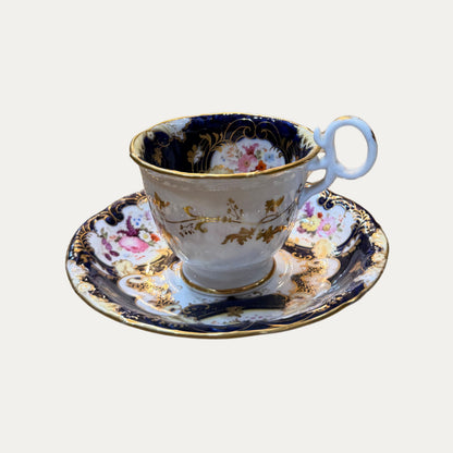Antique 1840's Partial Tea Service Entirely Decorated with Hand Painted Enamels and Gilding