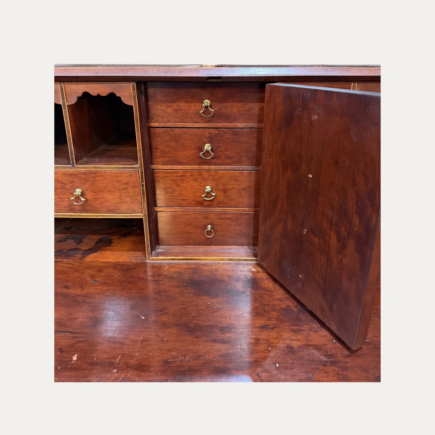 Early 19th Century 1810 Chippendale Style Slant Top Desk Carved Fan and Ball and Claw Feet