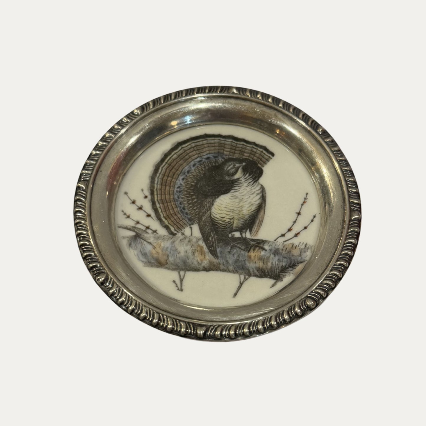 Antique Sterling Silver Frank M Whiting Wild Bird Coaster
