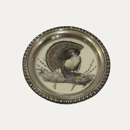 Antique Sterling Silver Frank M Whiting Wild Bird Coaster