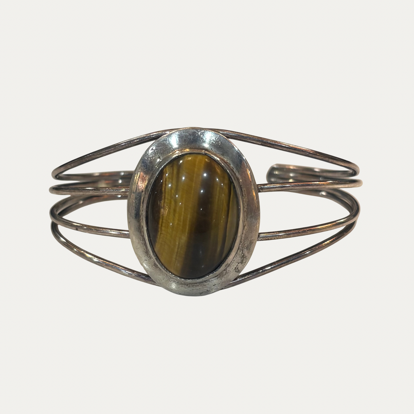 Vintage Sterling Silver Tigers Eye Bracelet