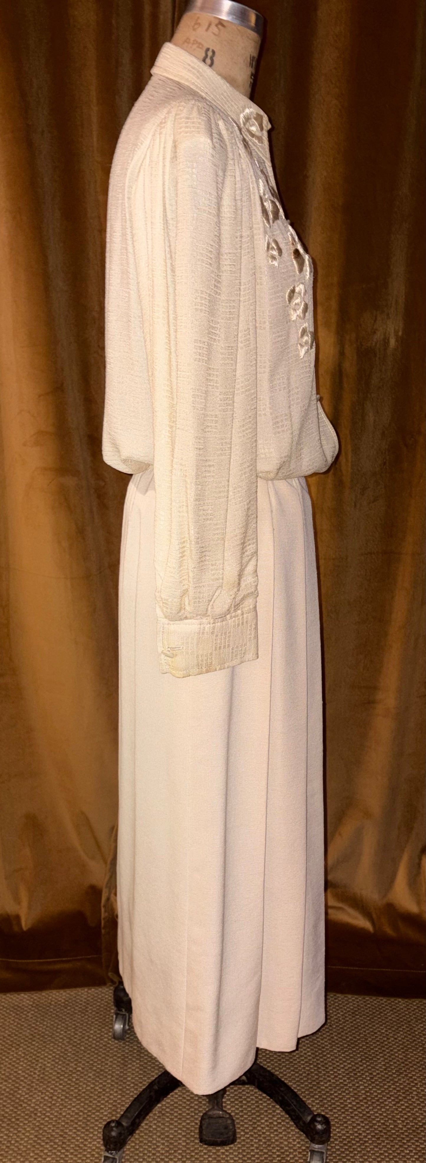 Vintage 1970s Galanos Silk Ensemble (Size XS)