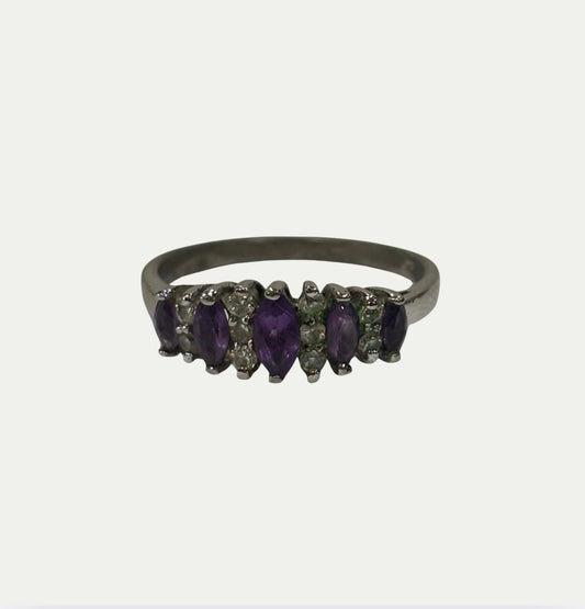 Vintage Crystal And Amethyst Ring