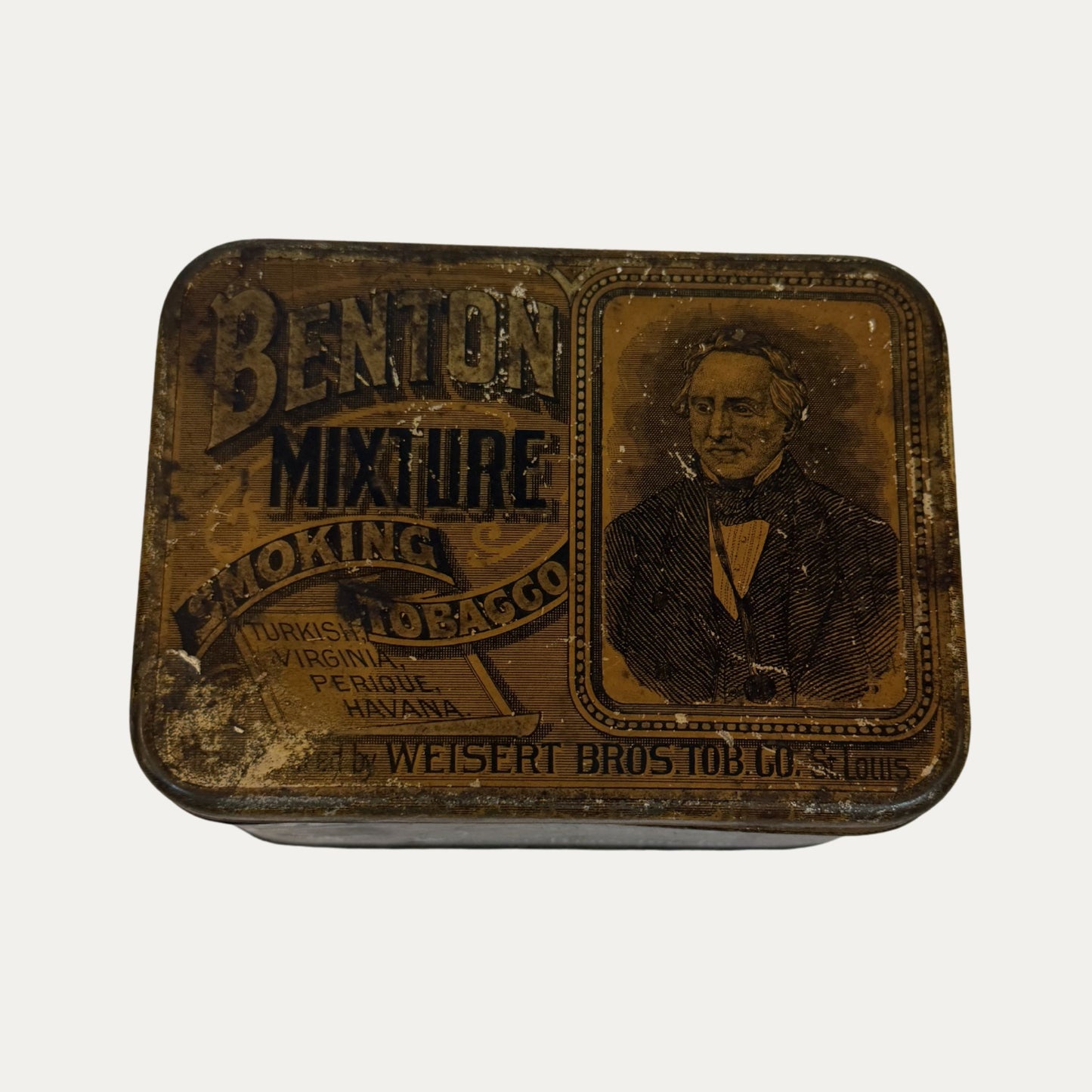 Antique 1909 Benton Tobacco Tin