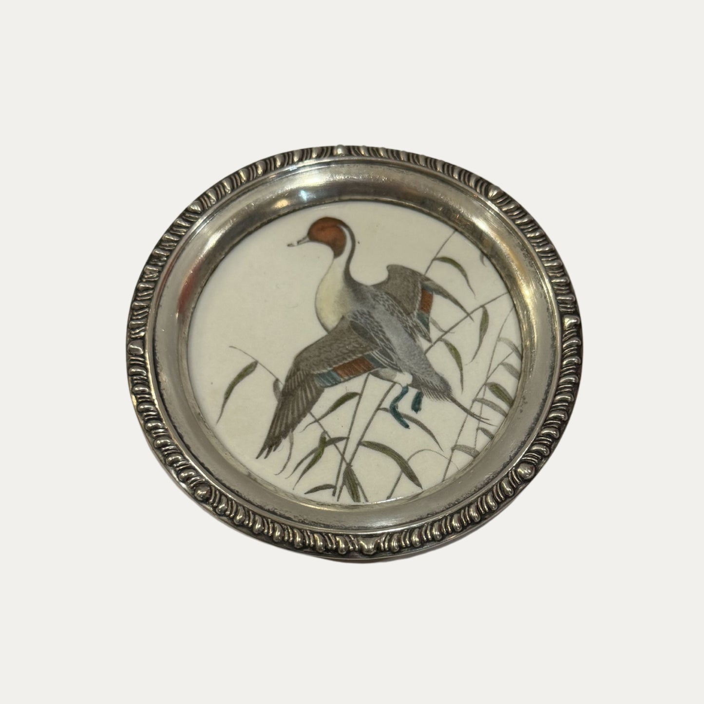 Antique Sterling Silver Frank M Whiting Wild Bird Coaster