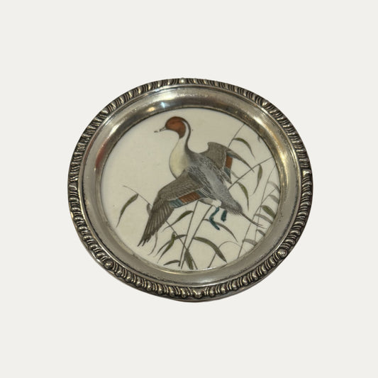 Antique Sterling Silver Frank M Whiting Wild Bird Coaster