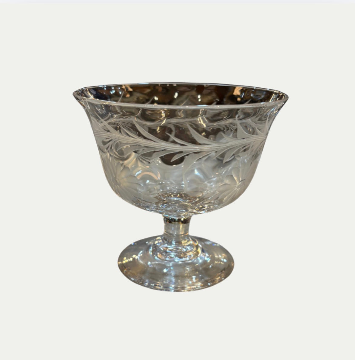 19th Century Etched Glass Footed Compotes