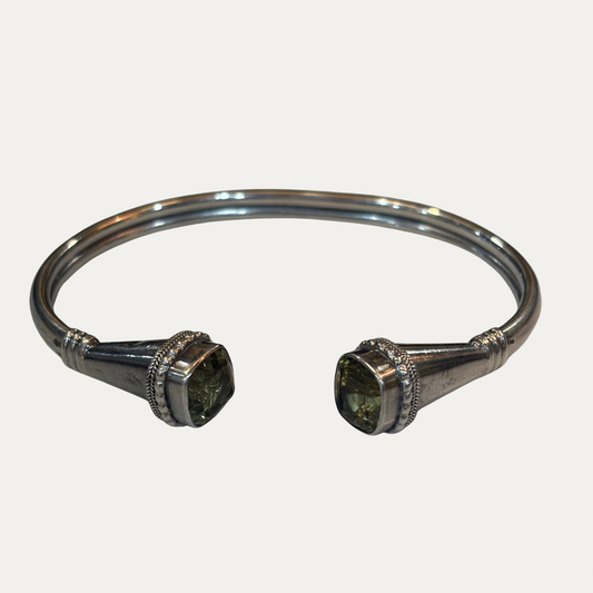 Vintage Sterling Silver And Smokey Quartz Bracelet